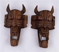Pair of Indonesian Balinese Demon Masks