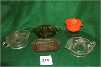 6 GLASS JUICERS BOX LOT