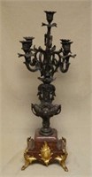 Impressive French Rococo Marble Based Candelabrum.