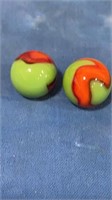 2 19/32”-5/8” vintage patch marbles mint