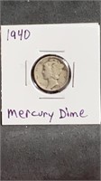1940 Mercury DIme US SIlver Coin
