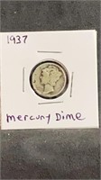 1937 Mercury DIme US SIlver Coin