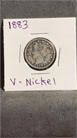 1883 V Nickel 5 Cent US Coin