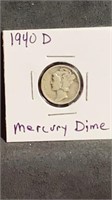 1940D Mercury DIme US SIlver Coin