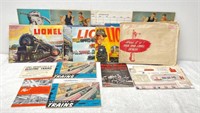 Postwar Lionel O Gauge catalogs price lists advert