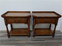 Pair of Drexel single-drawer oak end tables