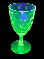 Uranium Vaseline Glass inverted thumbprint goblet