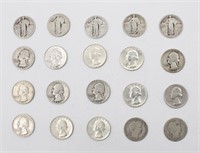 (20) Collection of Mixed Silver US Quarters