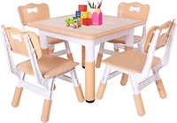 FUNLIO Kids Table and 4 Chairs Set, Height Adjusta
