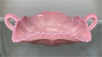 Fenton Pink Milk Glass Butterfly Handled Bowl