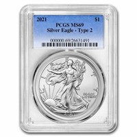 2021 American Silver Eagle (type 2) Ms-69 Pcgs