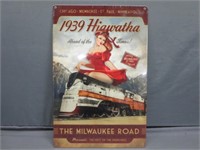 NEW Milwaukee Road 1939 Hiawatha Heavy Metal Sign