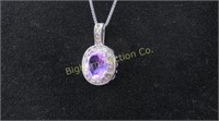 18" Necklace Sterling Silver & Amethyst
