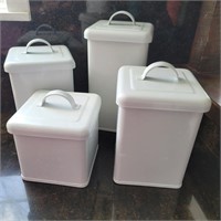 (4) Square  Metal Canisters