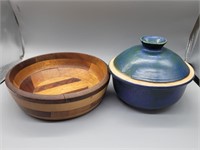 Kirk Christiansen Pottery and 1956 Wooden bowl