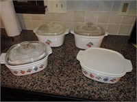 Collection of Four Corning Ware Casseroles