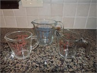 Collection of Three Pyrex Measuring Cups