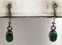 Vint Sterling NativeSigned (SF) Malachite Earrings