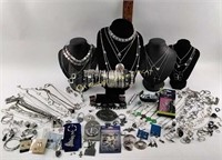 Silvertone Costume Jewelry Lot: Necklaces,