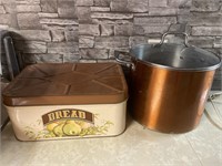 Innate bread box with recipes and stock pot