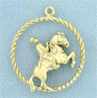 Cavalry Soldier on Horseback Pendant in 14K Yellow