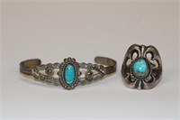 .925 Native American Sand Cast Turquise Ring