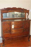 ANTIQUE SOLID WOOD BUFFET SIDEBOARD
