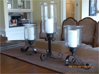 Bass Hammered Glass Hurricane Pillar Candle Holder