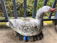 Painted Cement Goose Garden Statue