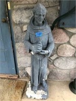 St Francis Cement Garden Statue Holding Bird