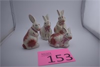 Staffordshire Repro Mini Porcelain Rust Rabbits