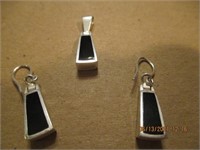 Black Onyx 925 Pendant w/Earrings-5.0g