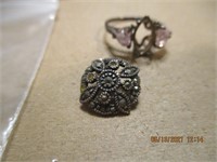 Sterling Ring? unmarked w/925 Earring(1)-2.9g
