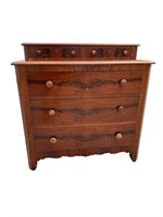 19TH CENT. 5 DRAWER FLAME GRAIN CHEST