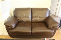 Chestnut Brown Polyurethane Leather Love Seat