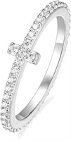 Gold-pl. Round 1.24ct White Sapphire Cross Ring