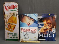 3 Advertising Signs Soda & Cigarettes