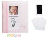 Pearhead Gingham Baby Memory Book and Clean-Touch