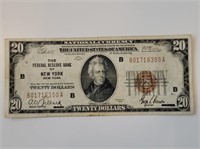 1929 $20 Reserve Bank New York