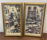 2 frames Vintage Marius Girand Art Prints Paris