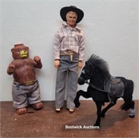 Toys - Smokey the Bear, horse, and cowboy