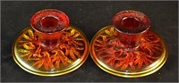 Vintage Orange Glass Candleholder