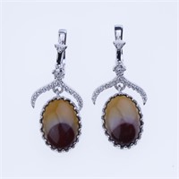 Sterling Silver Indian Ruby & Zircon Earrings