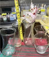 4 glass vases