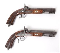 Fine Cased Pair of French Dueling Pistols by Damas