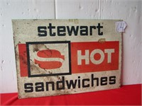 STEWART HOT SANDWICHES METAL SIGN 191/2" X14