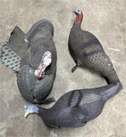 Three fake turkeys