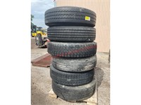 (6) Aluminum 22.5 Rims W/ Tires