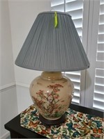 HAND PAINTED GLASS ORIENTAL LAMP 27”