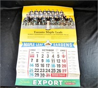 1962-63 TORONTO MAPLE LEAFS WALL CALENDAR